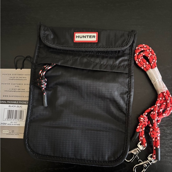 Hunter Black Phone Pouch with Red Strap - Picture 2 of 3